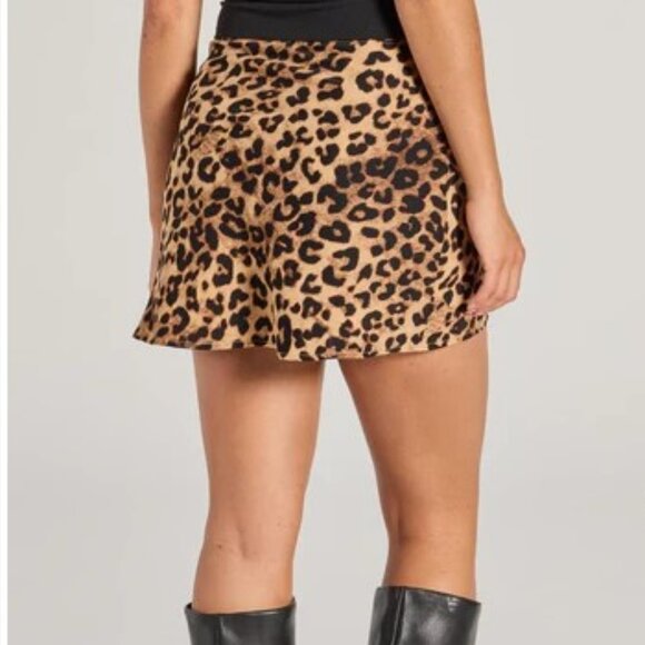 Windsor Leopard Print Satin Slip Mini Skirt Brown Tan Animal Print NWT L - Picture 10 of 10